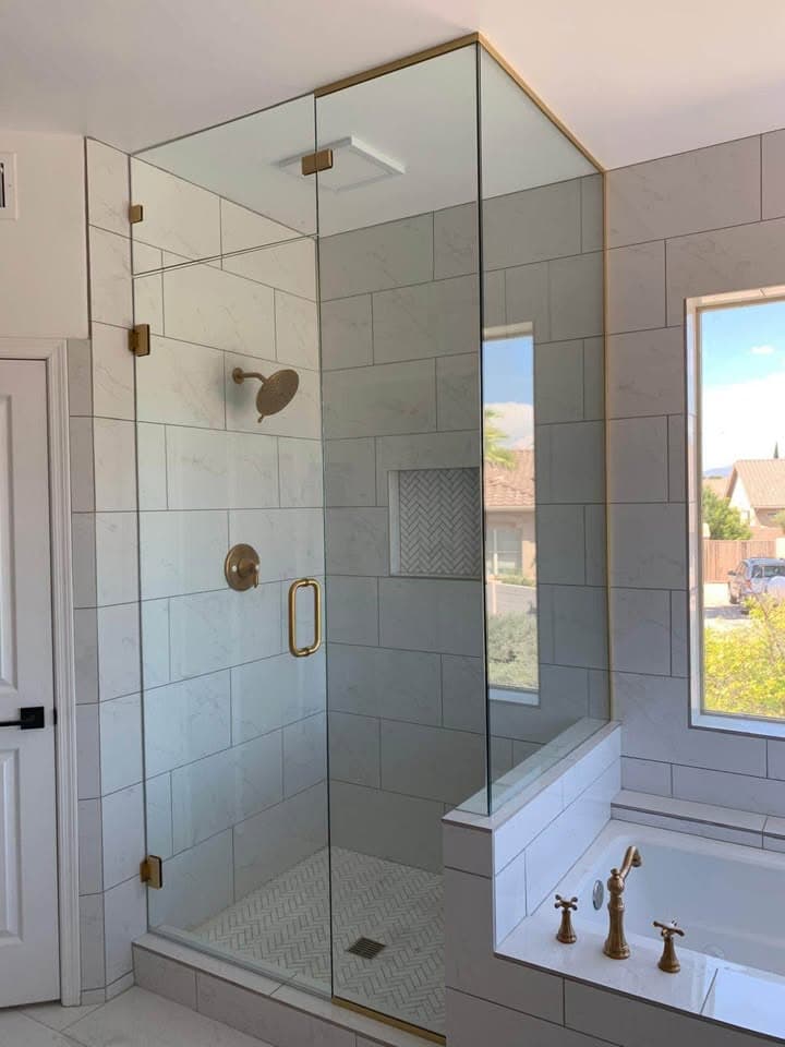 Custom glass shower enclosure installation